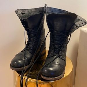 Vintage Boot Company Black Leather Combat Boots Size 9